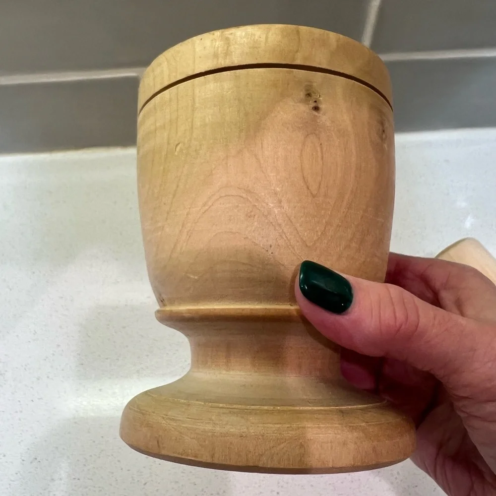 Wooden Puerto Rican Pilón & Maceta Caribbean Mortar & Pestle Handmade Muddler